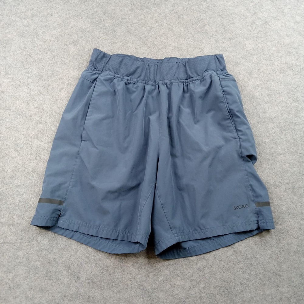 Skora Shorts Mens Medium Blue Qwick‎ Dry Elastic Waist Running Athletic Gym